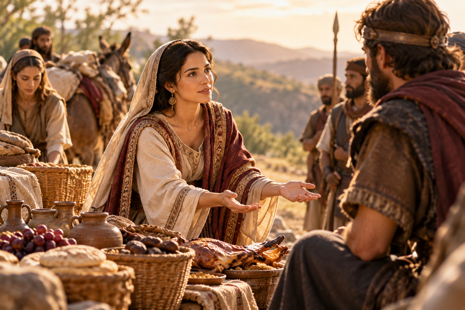 Abigail presenting gifts to David
